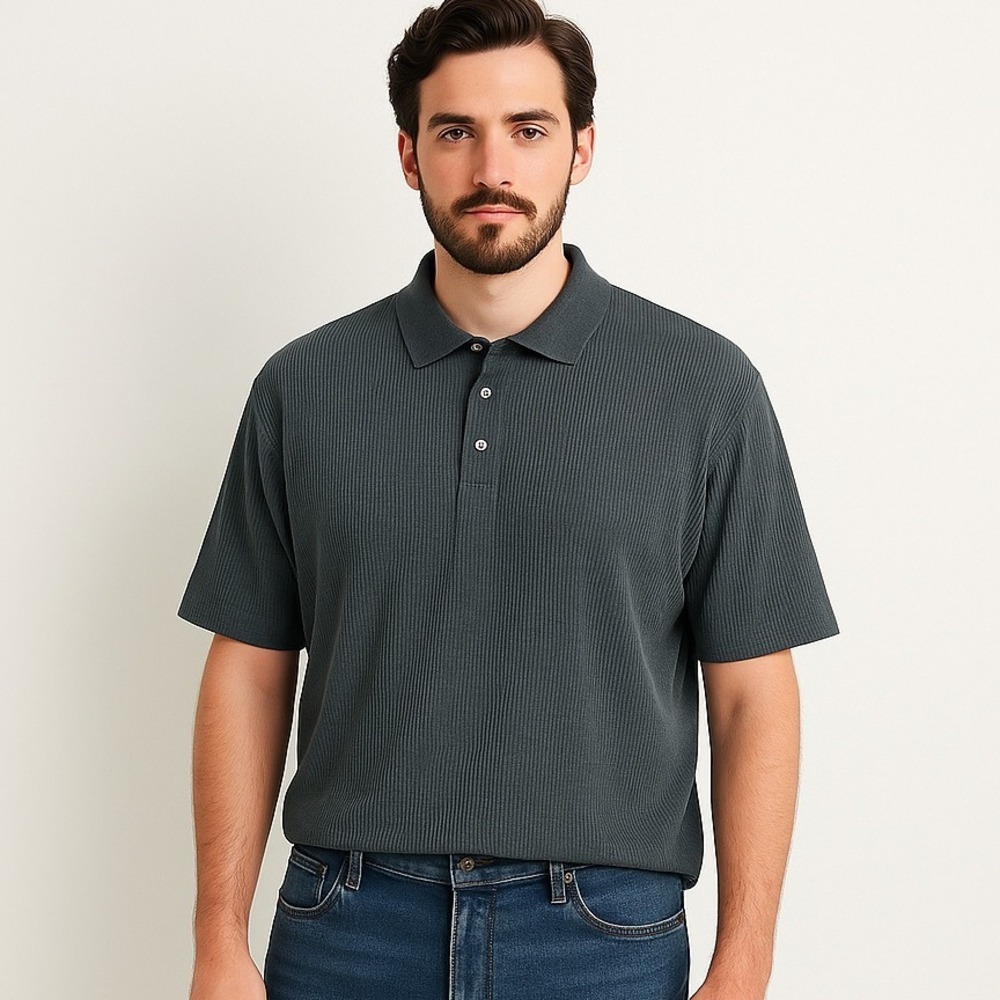 Pronto Uomo Knit Polo Shirt Ribbed Short Sleeve Casual Top XXL Preppy Italy Made